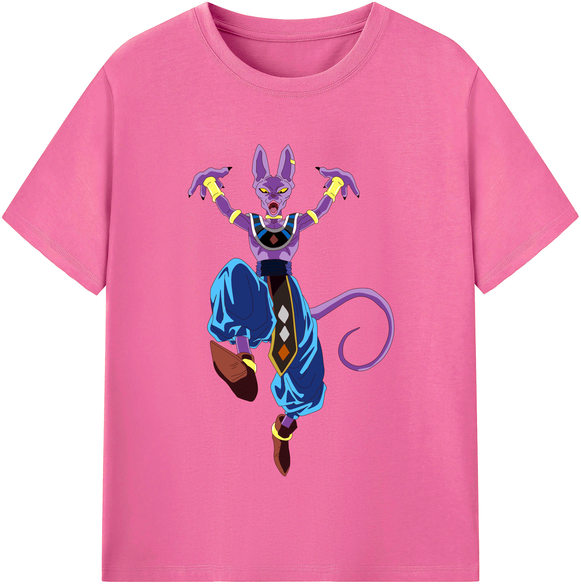 （画像用） ドラゴンボール ビルス 破壊神ビルス DRAGON BALL Beerus Birusu レディースカジュアルプリントTシャツ（綿100％）